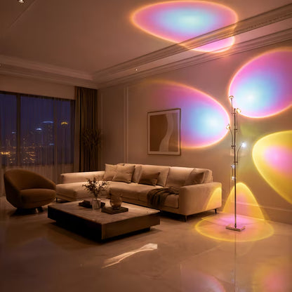 5-Head Sunset Projection Floor Lamp – Dimmable RGB LED Ambient Lighting