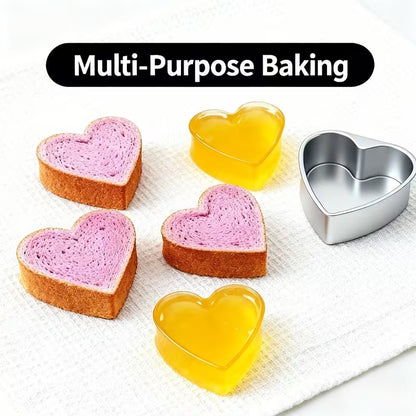 10-Piece 3-Inch Heart-Shaped Aluminum Cake Pan Set