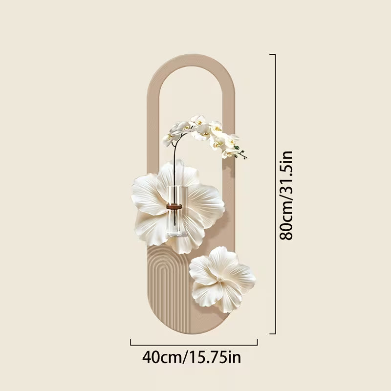 3D Flower Wall Decor with Lights – Handmade Sandstone Floral Wall Art