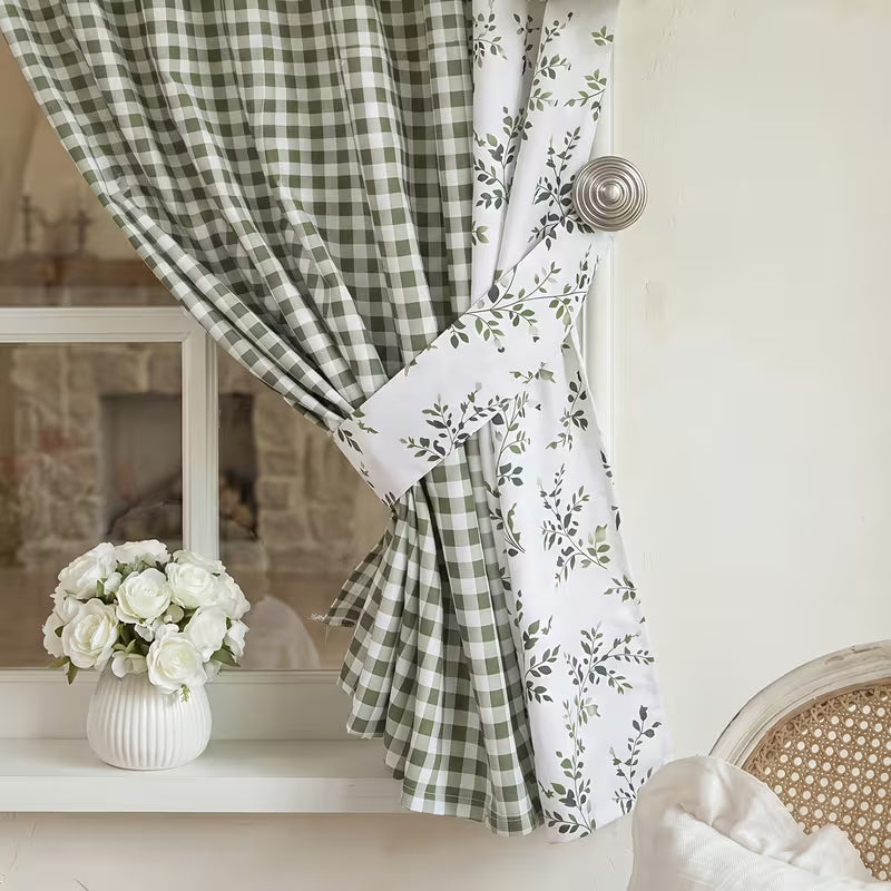 Double-Layer Blackout Curtain Set with Valance, No-Drill Rod Installation, Full-Blackout Fabric for Bedroom & Living Room