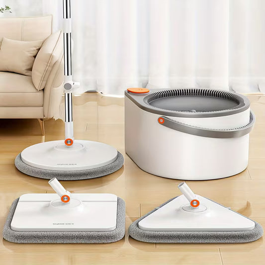 Rotating Floor Mop & Bucket Set with 3 Mop Heads, Wet & Dry Cleaning System for Home, Kitchen & Bathroom