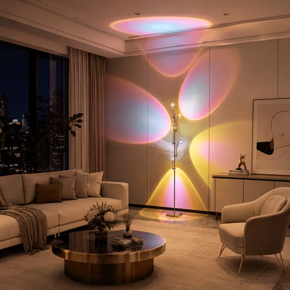 5-Head Sunset Projection Floor Lamp – Dimmable RGB LED Ambient Lighting