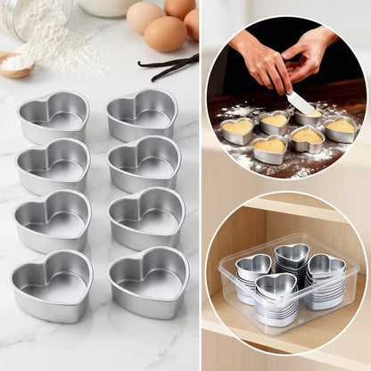 10-Piece 3-Inch Heart-Shaped Aluminum Cake Pan Set