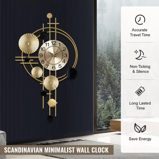 Large 3D Metal Wall Clock – Modern Silent Decorative Wall Art