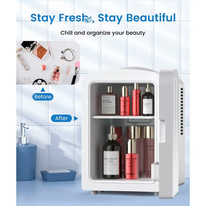 4L Skincare Mini Fridge with Dimmable LED Mirror
