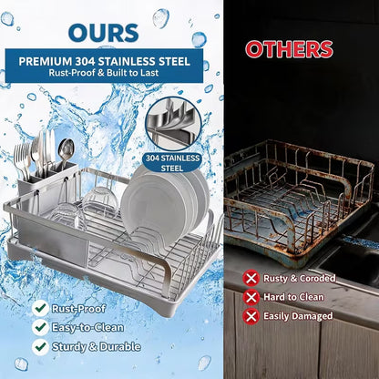 304 Stainless Steel Dish Drying Rack for Kitchen Countertop