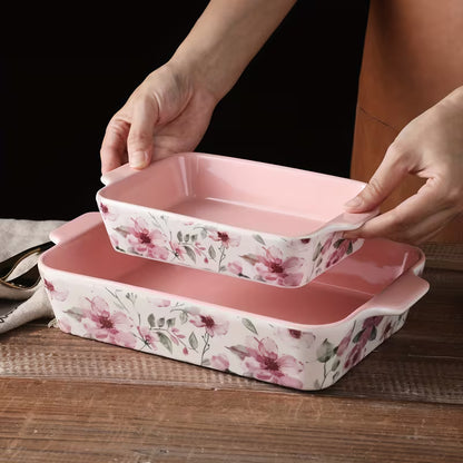 3-Piece Hand-Painted Ceramic Baking Dish Set