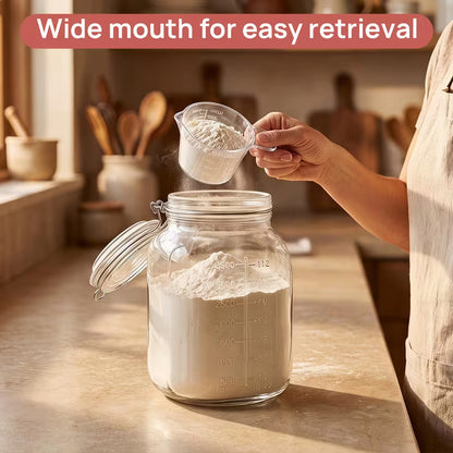 Large Glass Food Storage Jar with Airtight Clamp Lid – 1.1 Gallon / 140 Oz. Keep Your Pantry Fresh, Organized, and Easy to Access