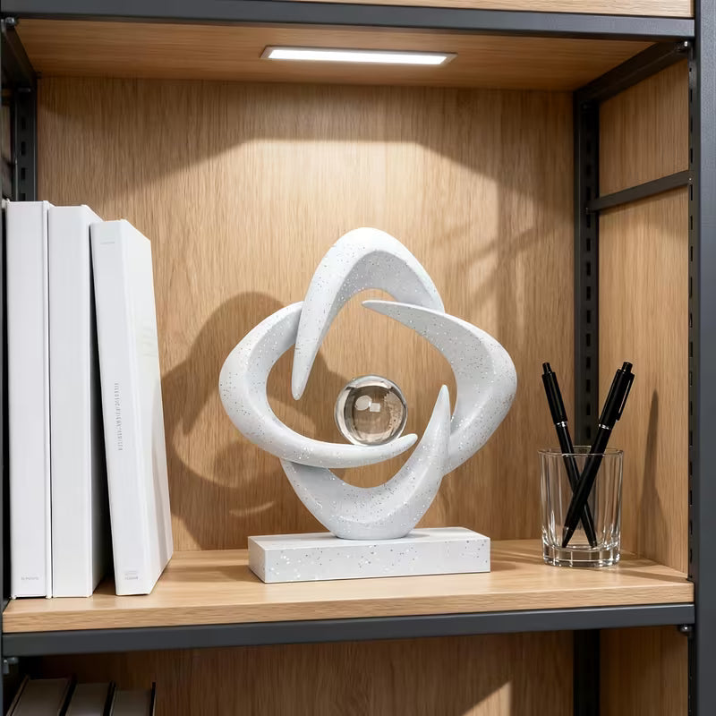 Abstract Resin Sculpture with Crystal Ball
