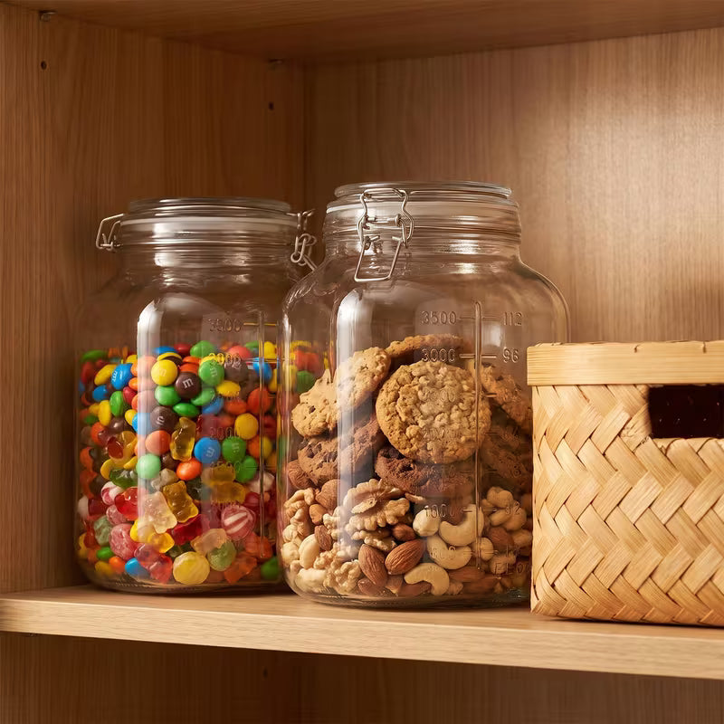Large Glass Food Storage Jar with Airtight Clamp Lid – 1.1 Gallon / 140 Oz. Keep Your Pantry Fresh, Organized, and Easy to Access