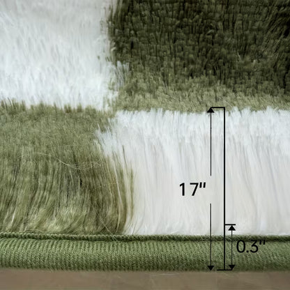 8 × 10 FT Green & White Checkered Shaggy Area Rug