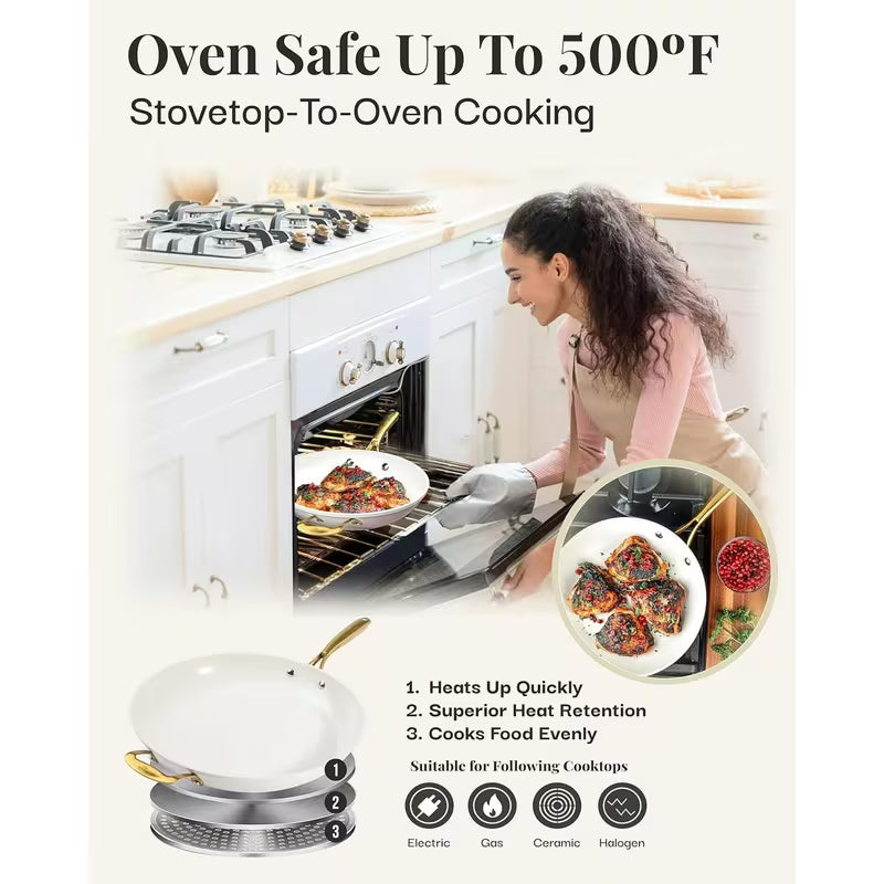 14-Inch Extra-Large Ceramic Nonstick Frying Pan with Lid