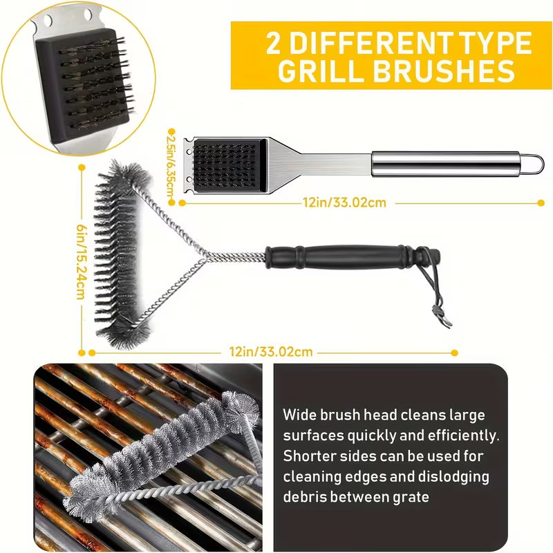 34-Piece Stainless Steel Griddle Tool Set with Spatulas, Scrapers & Storage Bag for BBQ and Teppanyaki