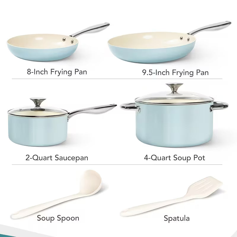 8-Piece Ceramic Nonstick Cookware Set