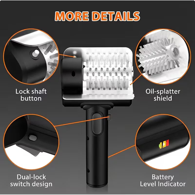 Cordless Electric Grill Brush – Rechargeable BBQ Grill Cleaner