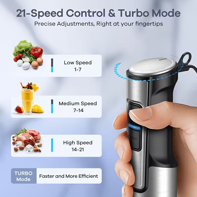 8-in-1 1000W Hand Blender with 15-Speed Control