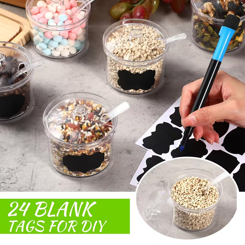 12-Piece 200ml Clear Acrylic Spice Jar Set
