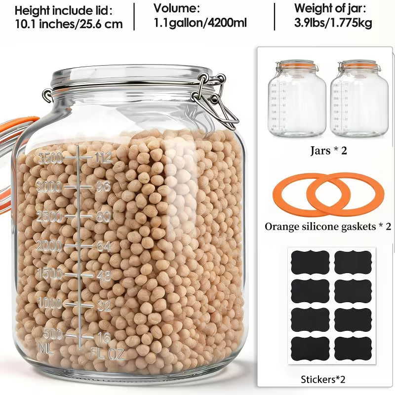 5-Piece Glass Storage Jar Set – Airtight Containers with Lids & Spoons