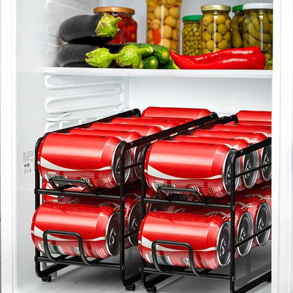 2-Pack Sliding Can Dispenser Rack – Stackable Pantry Can Organizer