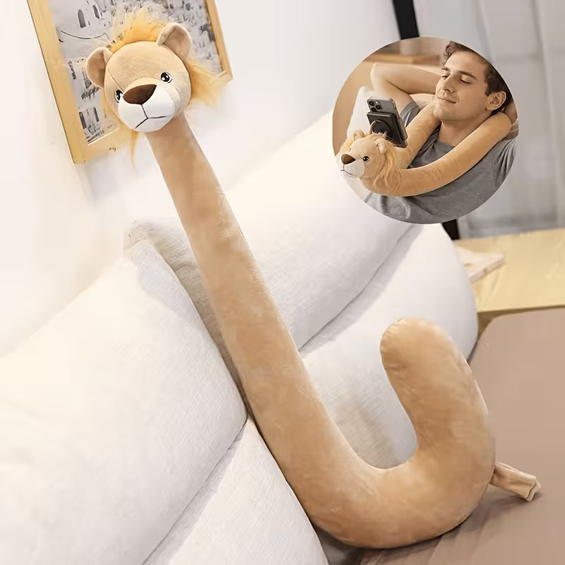 2-in-1 Cute Animal Neck Pillow & Phone Holder – U-Shaped Plush Travel Pillow & Hands-Free Phone Stand