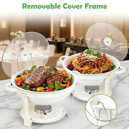 White Stainless Steel Chafing Dish Buffet Set