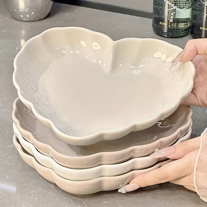 4-Piece 8.25-Inch Heart-Shaped Ceramic Plate Set