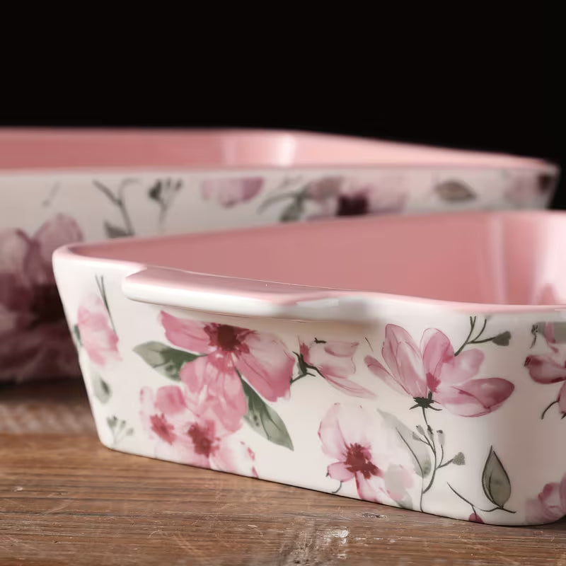 3-Piece Hand-Painted Ceramic Baking Dish Set