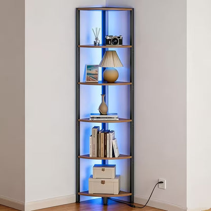 6-Tier Corner Shelf with LED Lights