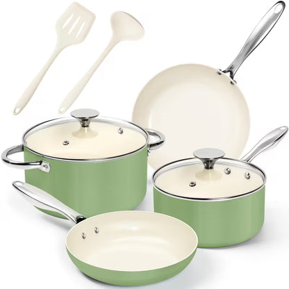 8-Piece Ceramic Nonstick Cookware Set