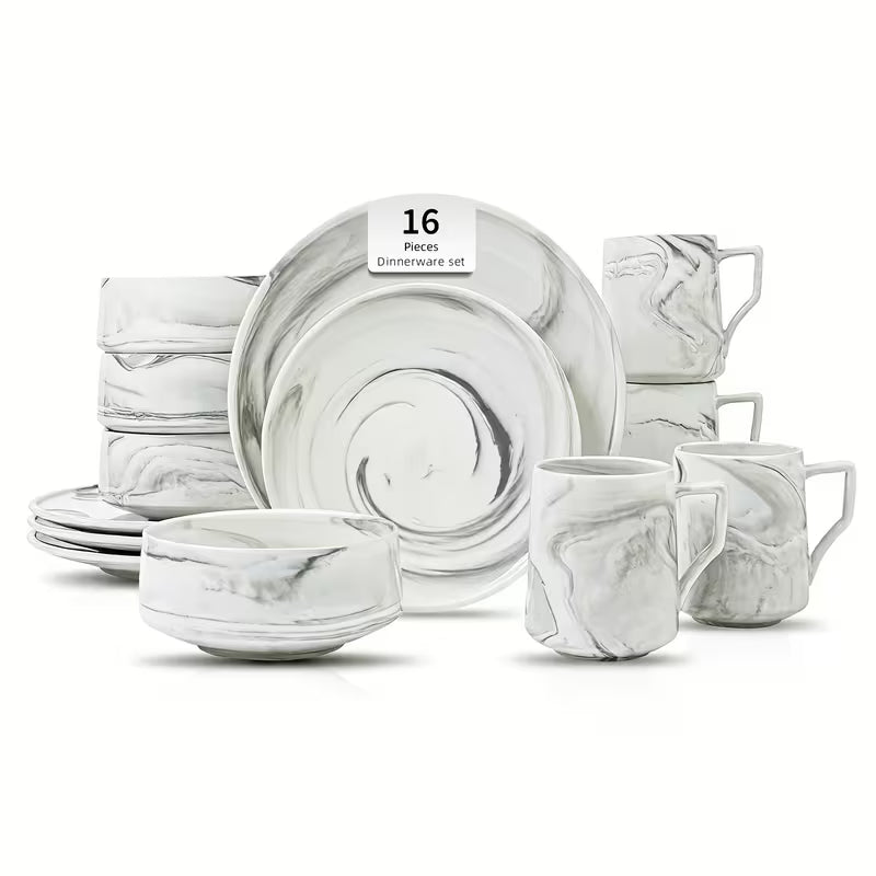 16-Piece / 20-Piece Marbled Dinnerware Set for 4