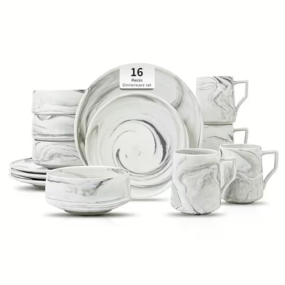 16-Piece / 20-Piece Marbled Dinnerware Set for 4