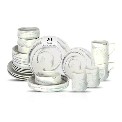 16-Piece / 20-Piece Marbled Dinnerware Set for 4