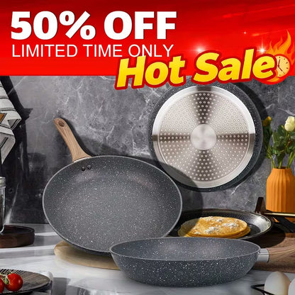 3-Piece Nonstick Frying Pan Set – 7, 9.5 & 11 Inch – Induction Compatible