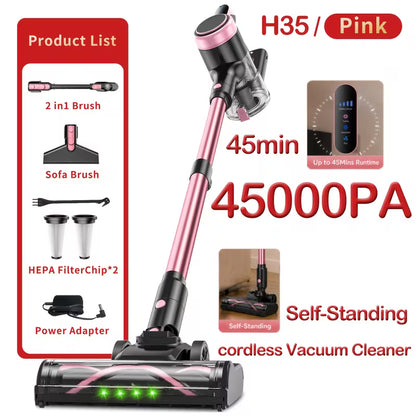 45KPa Cordless Vacuum Cleaner – 8-in-1 Self-Standing Stick Vacuum with Anti-Tangle Brush