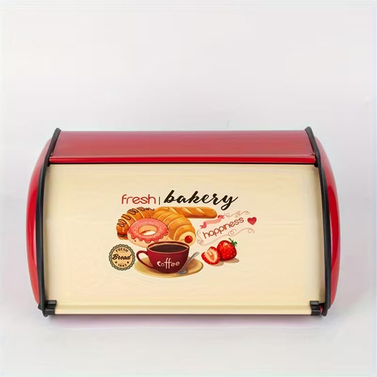 Stainless Steel Bread Storage Box with Strawberry Lid, Waterproof Kitchen Countertop Organizer for Bread, Pastries & Snacks