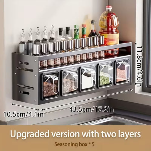 Multi-Tier Pull-Out Spice Rack Organizer, Aluminum Kitchen Seasoning Storage Shelf, Rust-Resistant Cabinet Organizer