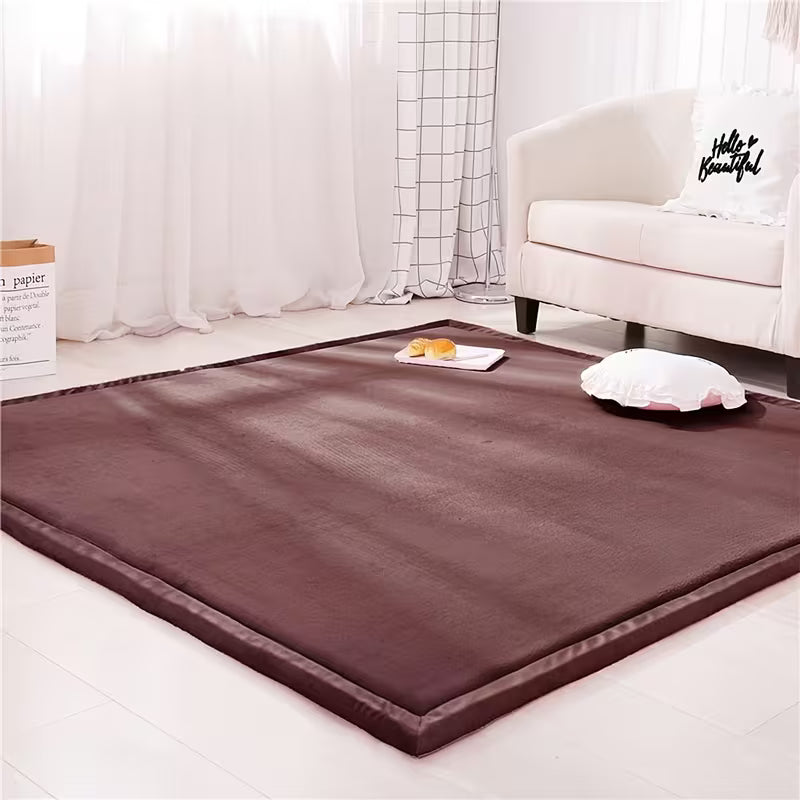 3CM Thick Coral Velvet Tatami Floor Mat, Soft Padded Japanese-Style Rug for Kids’ Playroom & Living Room