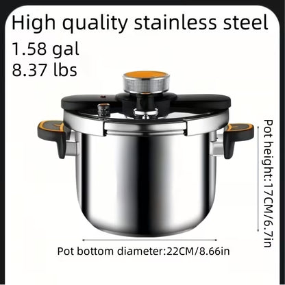 Stainless Steel Pressure Cooker & Stew Pot with Twist-Lock Lid, 5L/6L/8L, Induction & Gas Compatible