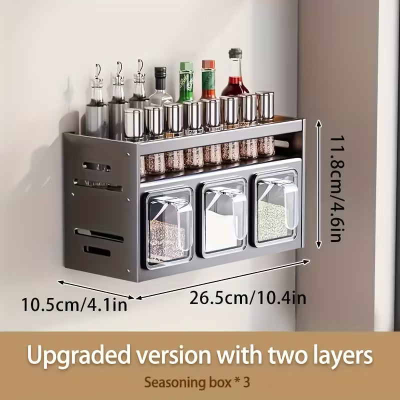 Multi-Tier Pull-Out Spice Rack Organizer, Aluminum Kitchen Seasoning Storage Shelf, Rust-Resistant Cabinet Organizer