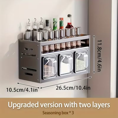 Multi-Tier Pull-Out Spice Rack Organizer, Aluminum Kitchen Seasoning Storage Shelf, Rust-Resistant Cabinet Organizer