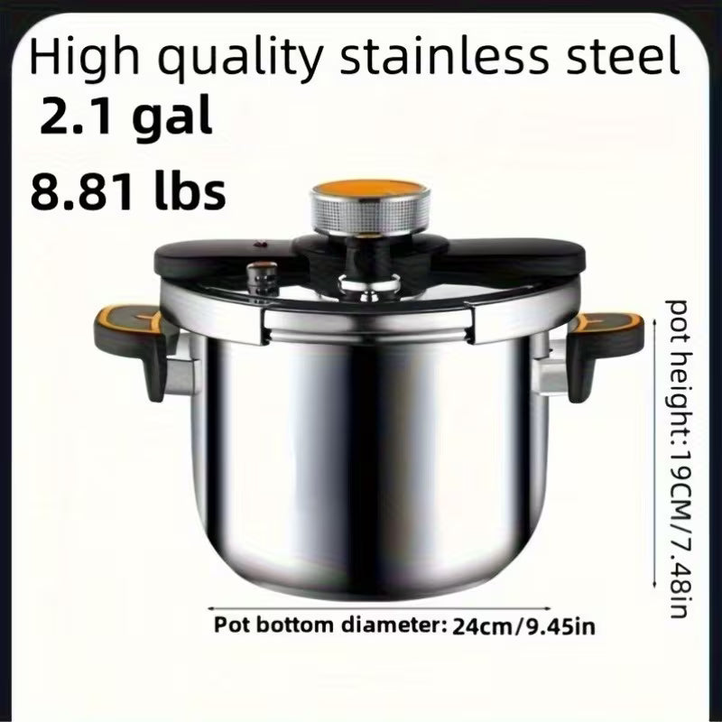 Stainless Steel Pressure Cooker & Stew Pot with Twist-Lock Lid, 5L/6L/8L, Induction & Gas Compatible