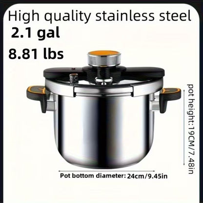 Stainless Steel Pressure Cooker & Stew Pot with Twist-Lock Lid, 5L/6L/8L, Induction & Gas Compatible
