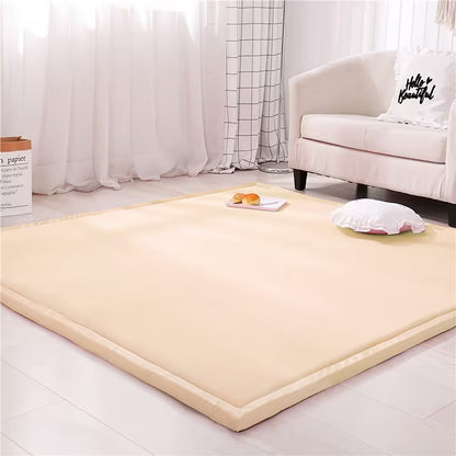 3CM Thick Coral Velvet Tatami Floor Mat, Soft Padded Japanese-Style Rug for Kids’ Playroom & Living Room