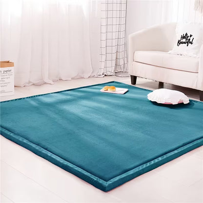 3CM Thick Coral Velvet Tatami Floor Mat, Soft Padded Japanese-Style Rug for Kids’ Playroom & Living Room