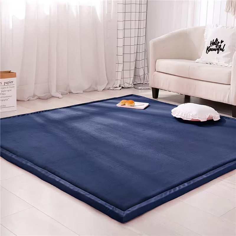 3CM Thick Coral Velvet Tatami Floor Mat, Soft Padded Japanese-Style Rug for Kids’ Playroom & Living Room