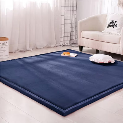 3CM Thick Coral Velvet Tatami Floor Mat, Soft Padded Japanese-Style Rug for Kids’ Playroom & Living Room