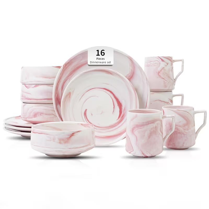16-Piece / 20-Piece Marbled Dinnerware Set for 4