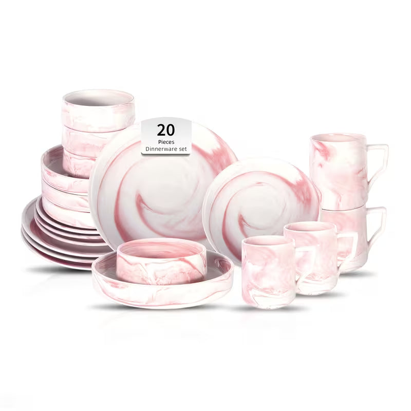 16-Piece / 20-Piece Marbled Dinnerware Set for 4