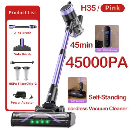 45KPa Cordless Vacuum Cleaner – 8-in-1 Self-Standing Stick Vacuum with Anti-Tangle Brush