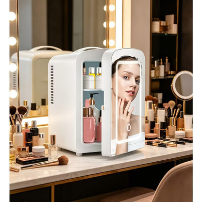 4L Skincare Mini Fridge with Dimmable LED Mirror